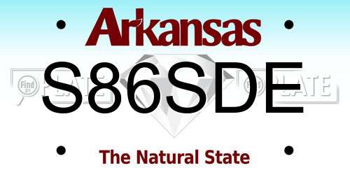 S86SDE Arkansas License Plate
