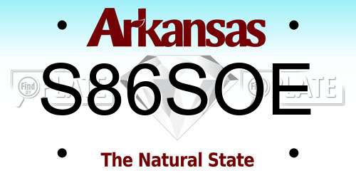 S86SOE Arkansas License Plate