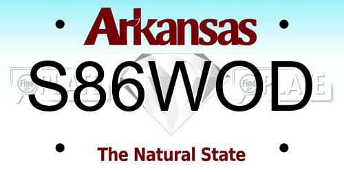 S86WOD Arkansas License Plate