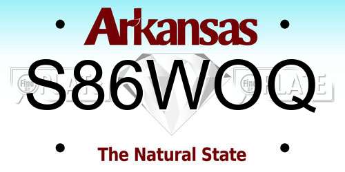 S86WOQ Arkansas License Plate