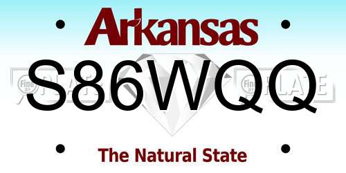S86WQQ Arkansas License Plate