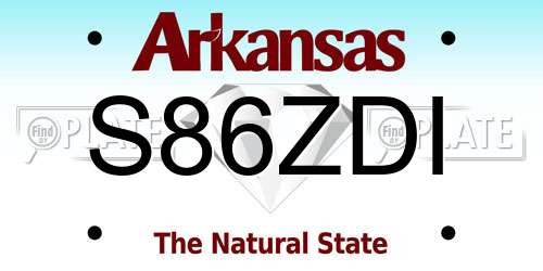 S86ZDI Arkansas License Plate