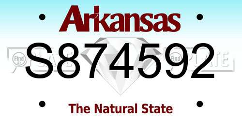 S874592 Arkansas License Plate