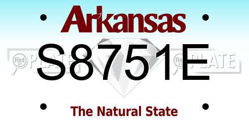 S8751E Arkansas License Plate