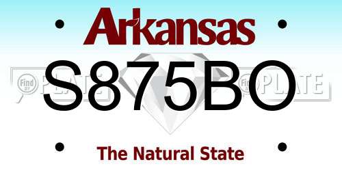 S875BO Arkansas License Plate