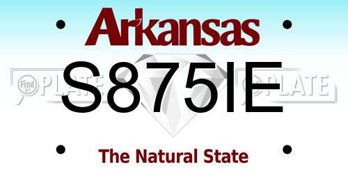 S875IE Arkansas License Plate