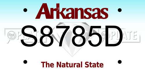 S8785D Arkansas License Plate