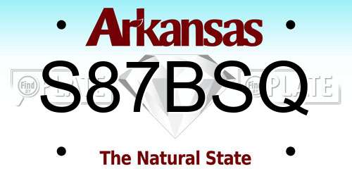 S87BSQ Arkansas License Plate