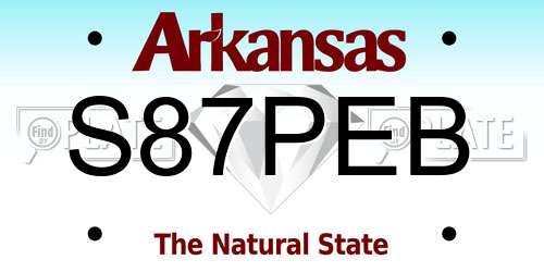 S87PEB Arkansas License Plate