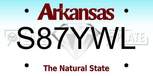 S87YWL Arkansas License Plate