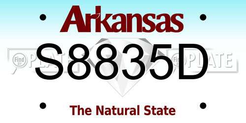 S8835D Arkansas License Plate