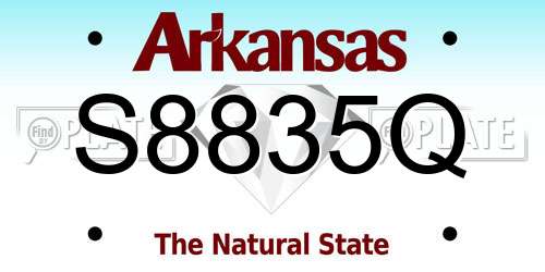 S8835Q Arkansas License Plate