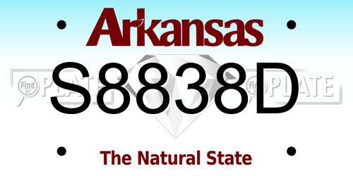S8838D Arkansas License Plate