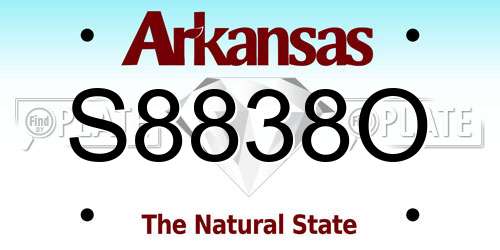 S8838O Arkansas License Plate
