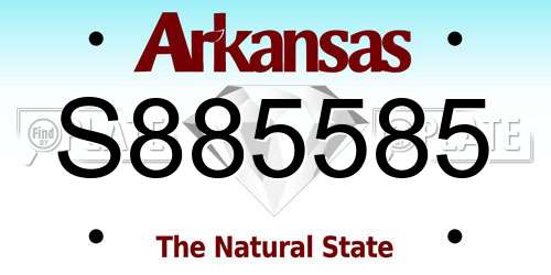 S885585 Arkansas License Plate