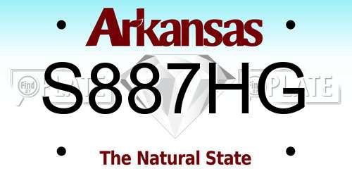 S887HG Arkansas License Plate