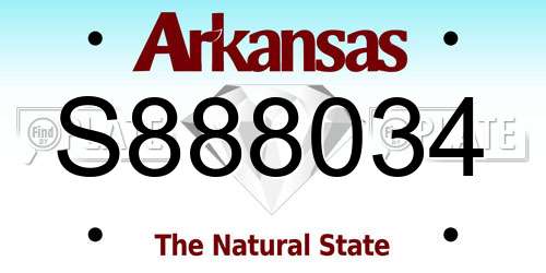 S888034 Arkansas License Plate