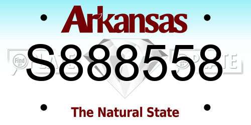 S888558 Arkansas License Plate