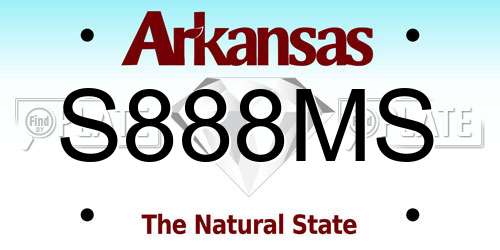 S888MS Arkansas License Plate
