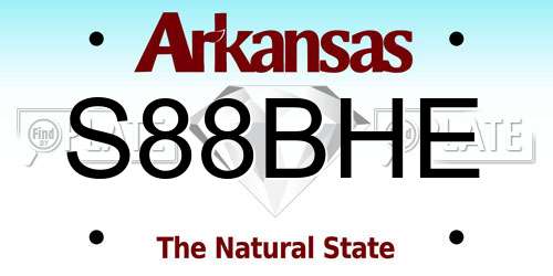 S88BHE Arkansas License Plate