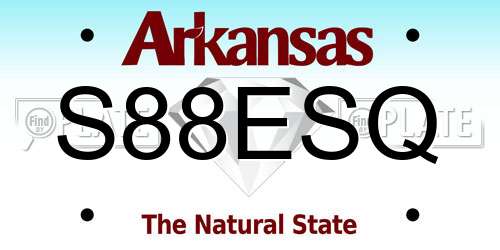 S88ESQ Arkansas License Plate