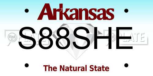 S88SHE Arkansas License Plate