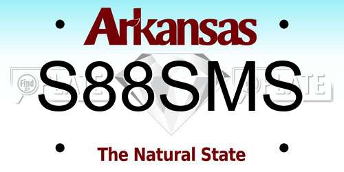 S88SMS Arkansas License Plate