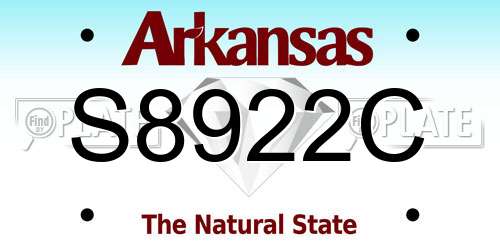 S8922C Arkansas License Plate