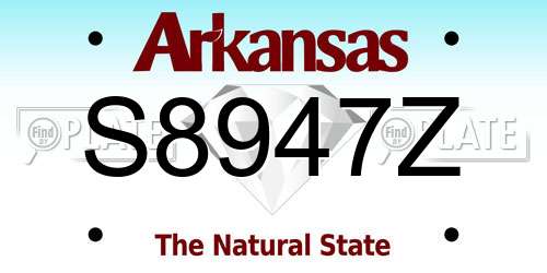 S8947Z Arkansas License Plate