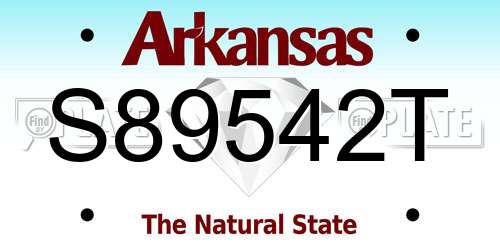 S89542T Arkansas License Plate