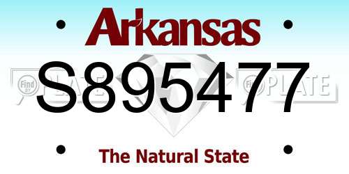 S895477 Arkansas License Plate