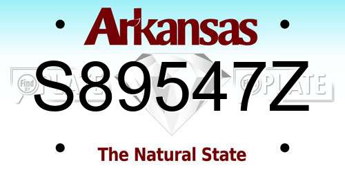 S89547Z Arkansas License Plate