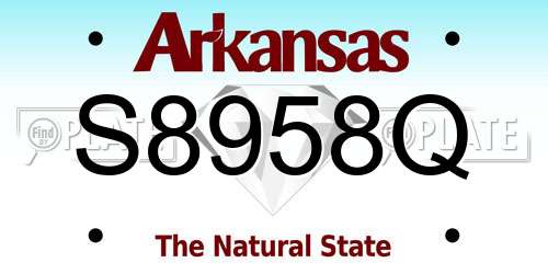 S8958Q Arkansas License Plate