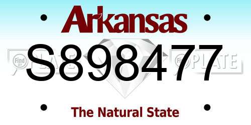 S898477 Arkansas License Plate