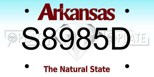 S8985D Arkansas License Plate
