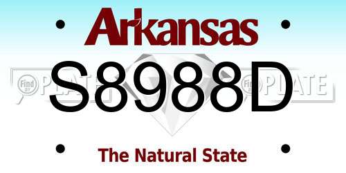 S8988D Arkansas License Plate