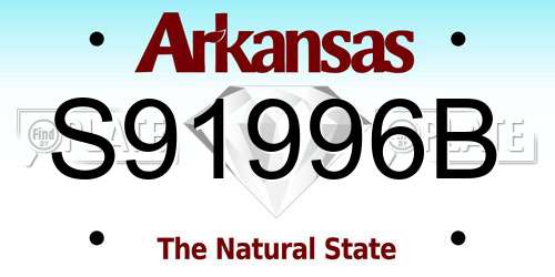 S91996B Arkansas License Plate