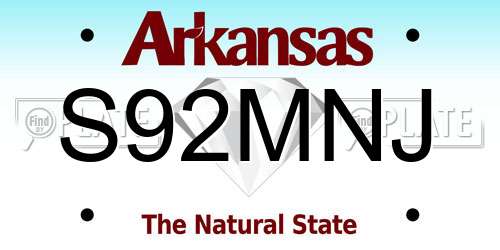 S92MNJ Arkansas License Plate