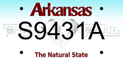 S9431A Arkansas License Plate