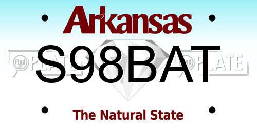 S98BAT Arkansas License Plate