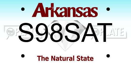 S98SAT Arkansas License Plate