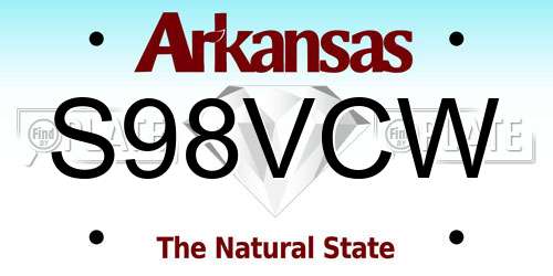 S98VCW Arkansas License Plate