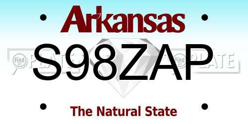S98ZAP Arkansas License Plate