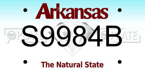S9984B Arkansas License Plate