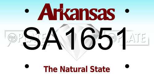 SA1651 Arkansas License Plate