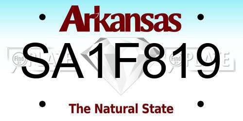 SA1F819 Arkansas License Plate