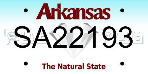 SA22193 Arkansas License Plate