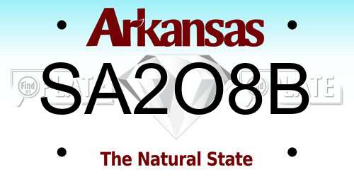 SA2O8B Arkansas License Plate