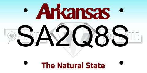 SA2Q8S Arkansas License Plate