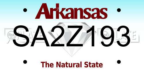 SA2Z193 Arkansas License Plate